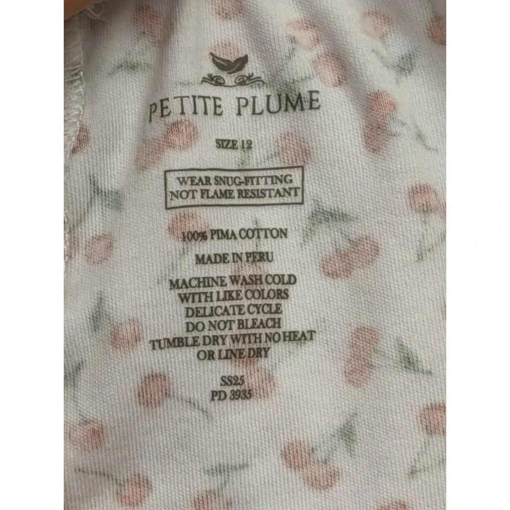 Petite Plume Snug Fit Cherry Pajama Set Size 12 EUC